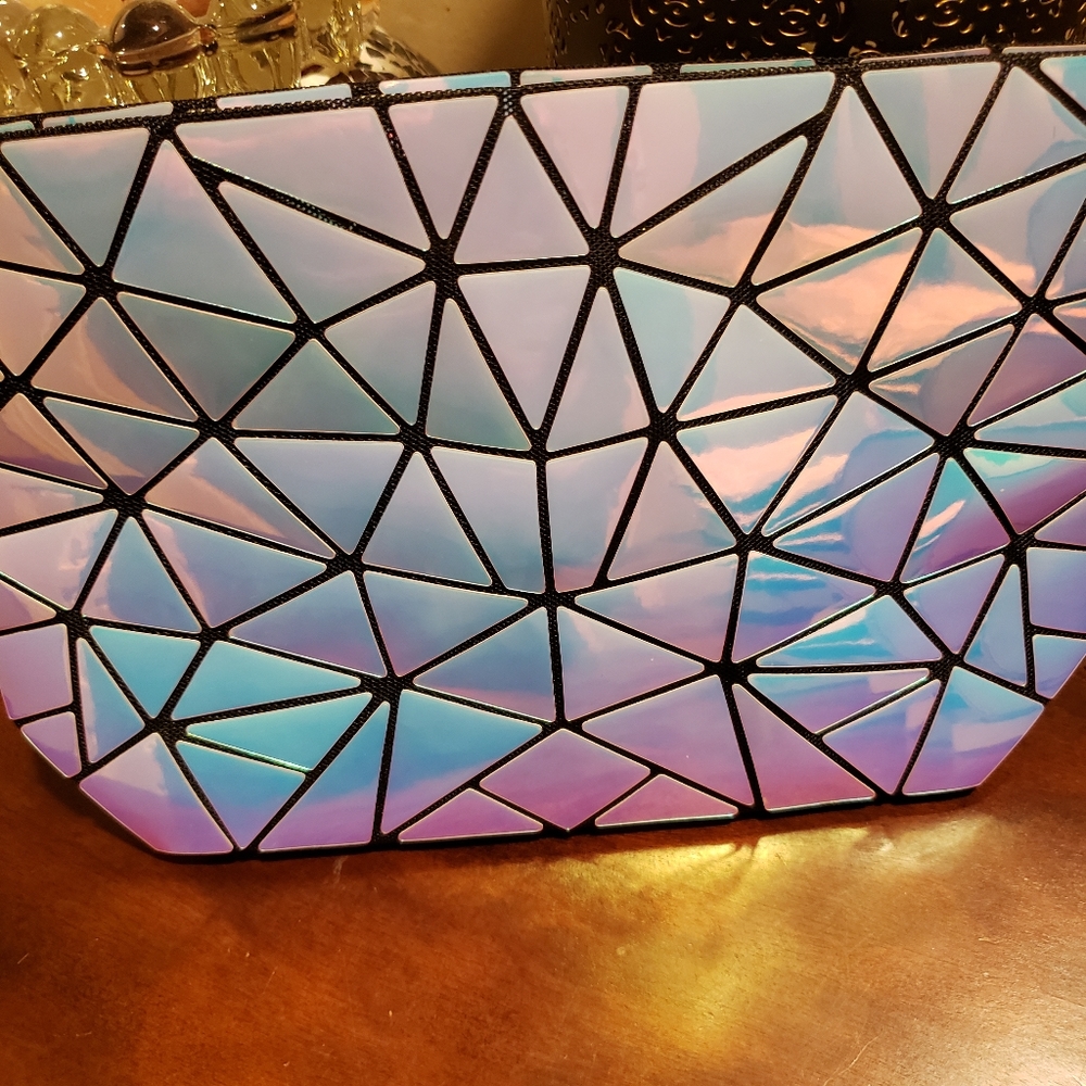 Irridescent geometric shoulder bag.  Changes color with different light. New.